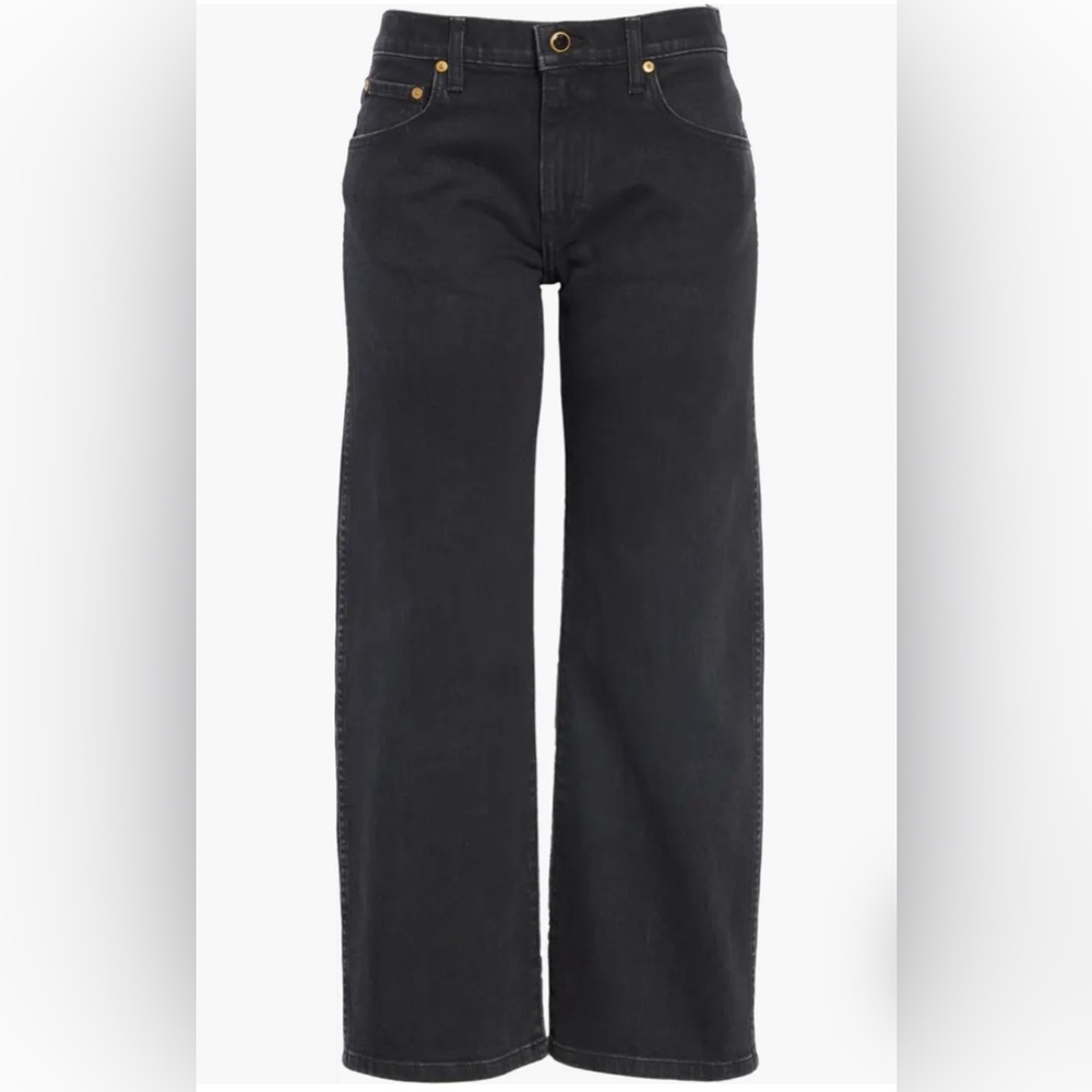 KHAITE Wendell Jeans Size 29 – Black / Dark Wash Cropped Wide-Leg Designer Denim
